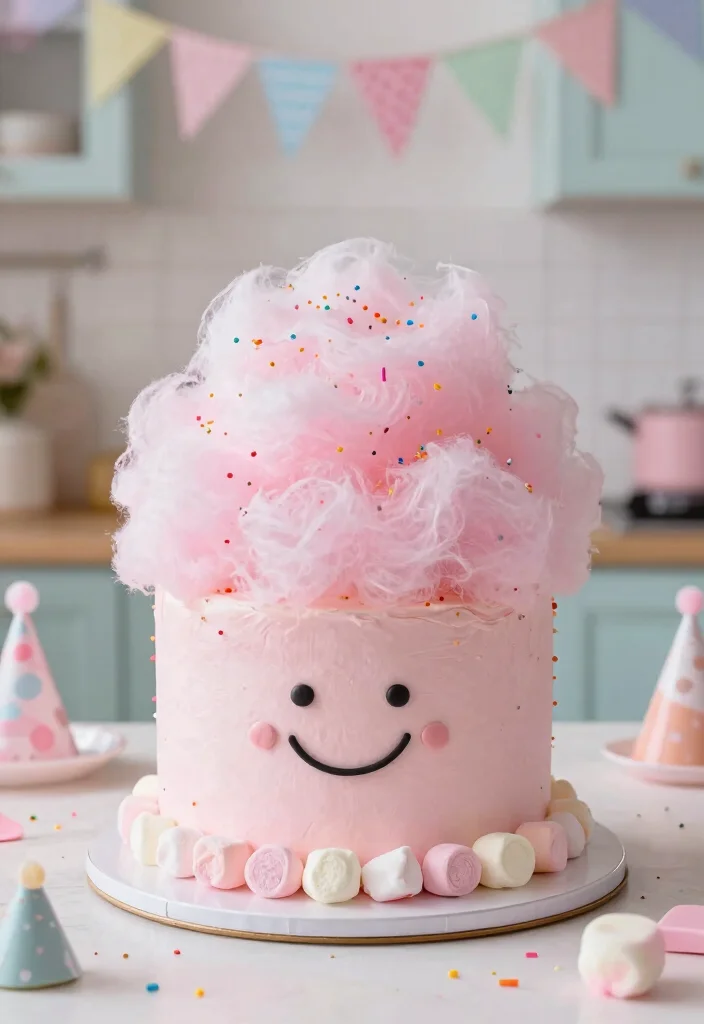 12 Pink 21st Birthday Cake Ideas Where Colors Don't Bleed Overnight - 10. Candy-Floss Cake 1