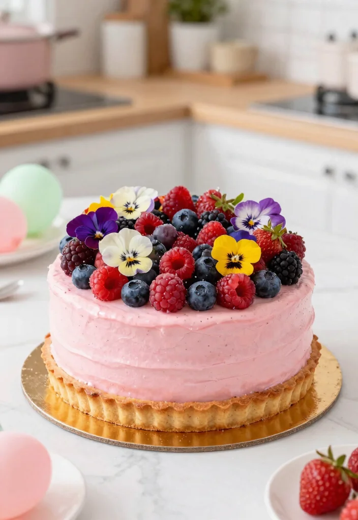 12 Pink 21st Birthday Cake Ideas Where Colors Don't Bleed Overnight - 12. Pink Berry Tart Cake 1