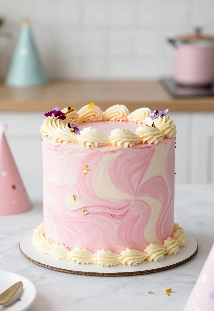 12 Pink 21st Birthday Cake Ideas Where Colors Don't Bleed Overnight - 7. Pink Marble Cake 1