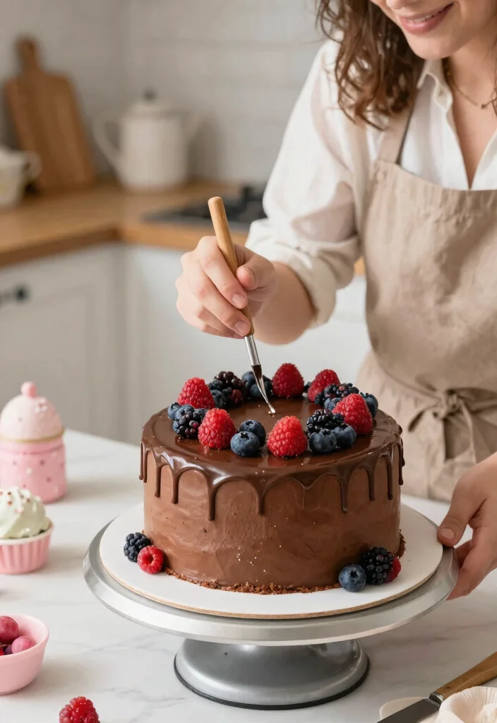 14 Baptism Cake Ideas With Clean Seams for Beginner Decorators - 13. Simple Chocolate Ganache Cake 1