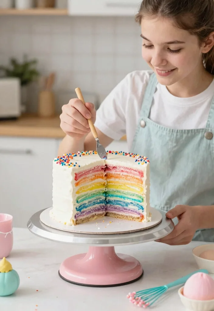 14 Baptism Cake Ideas With Clean Seams for Beginner Decorators - 2. Pastel Rainbow Layers 1