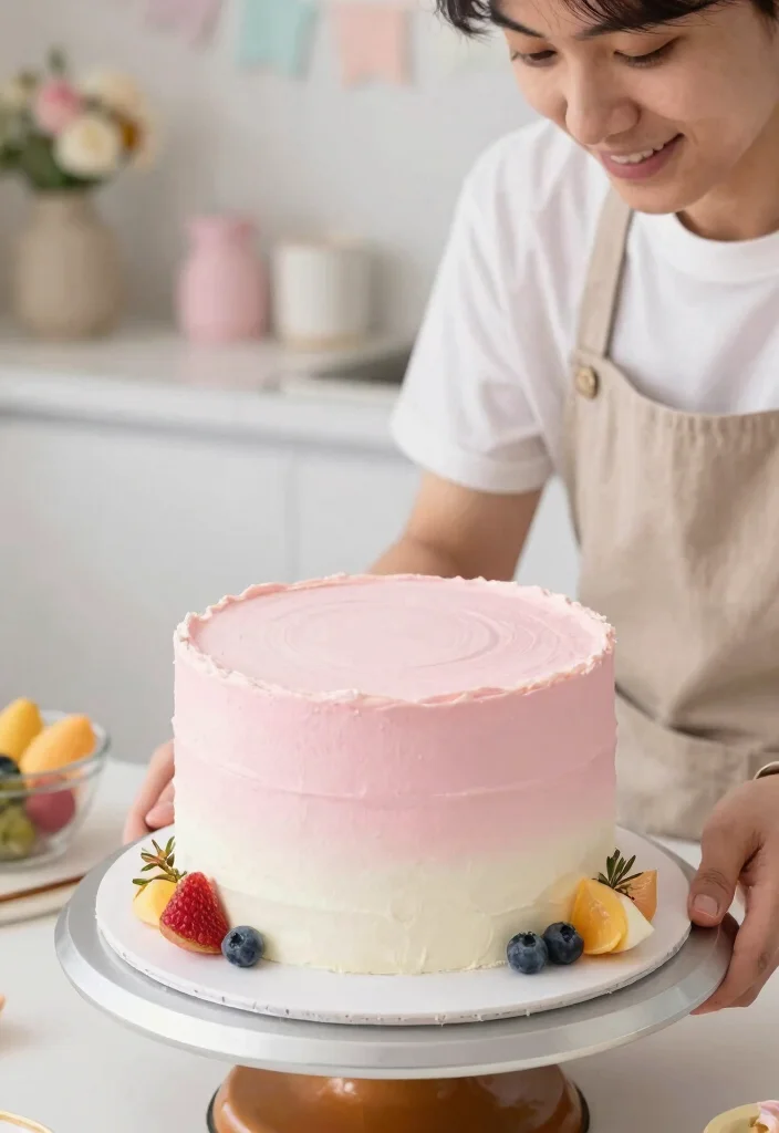 14 Baptism Cake Ideas With Clean Seams for Beginner Decorators - 5. Simple Ombre Cake 1