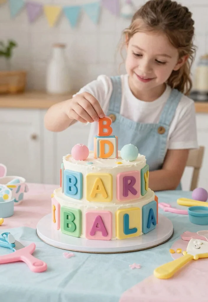 14 Baptism Cake Ideas With Clean Seams for Beginner Decorators - 6. Baby Block Cake 1