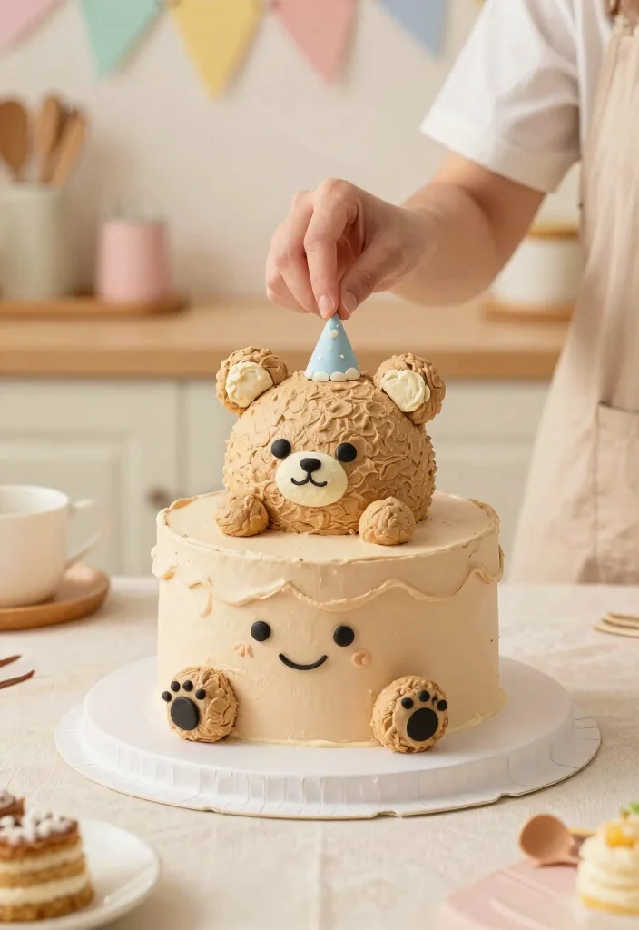 14 Baptism Cake Ideas With Clean Seams for Beginner Decorators - 9. Teddy Bear Cake 1