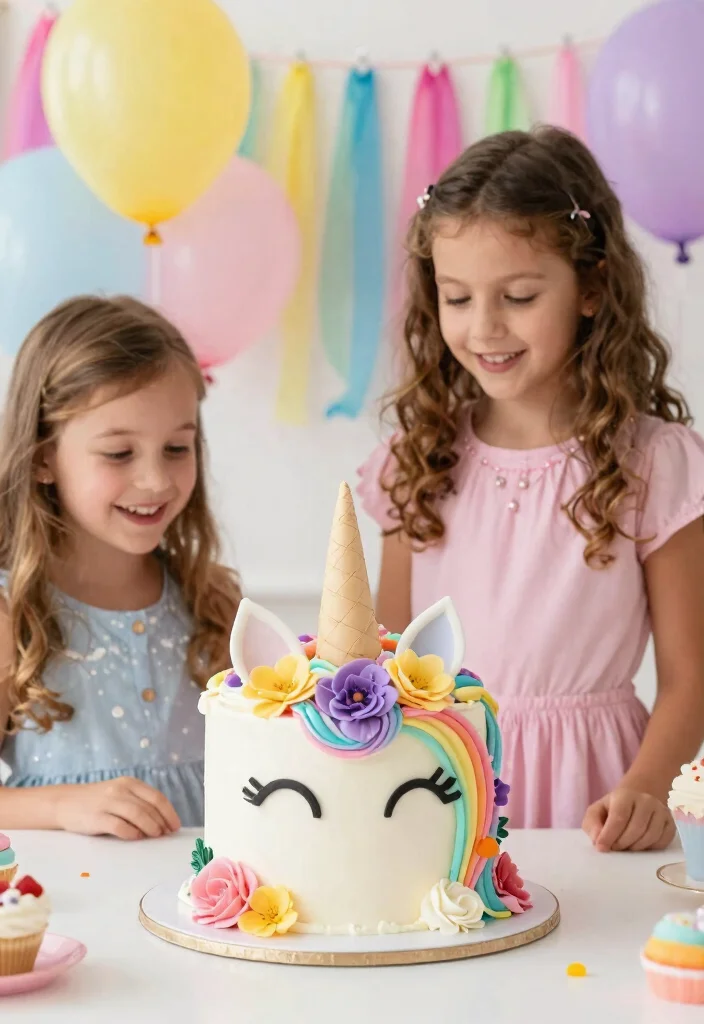 14 Birthday Cake Ideas for Girls Kids That Match Their Theme Without Specialty Equipment - 1. Magical Unicorn Cake 1