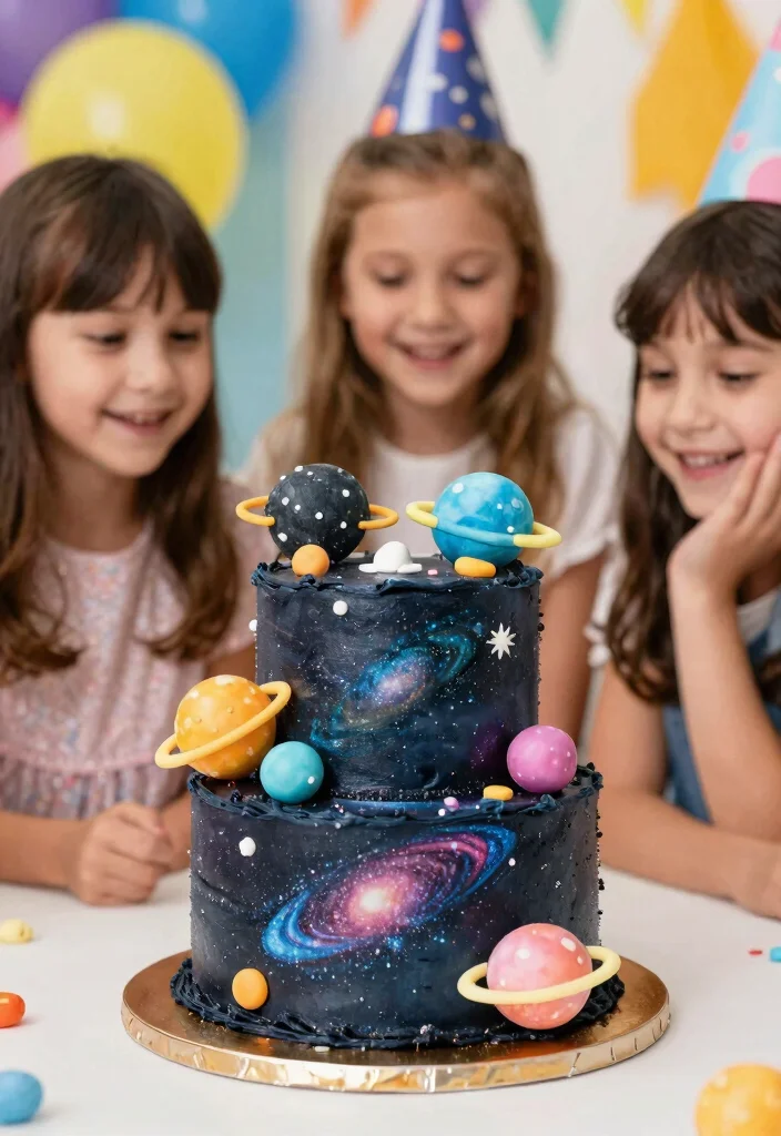 14 Birthday Cake Ideas for Girls Kids That Match Their Theme Without Specialty Equipment - 10. Space Galaxy Cake 1