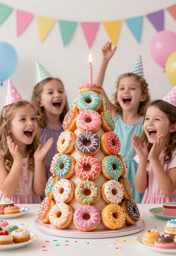 14 Birthday Cake Ideas for Girls Kids That Match Their Theme Without Specialty Equipment - 11. Donut Cake 1