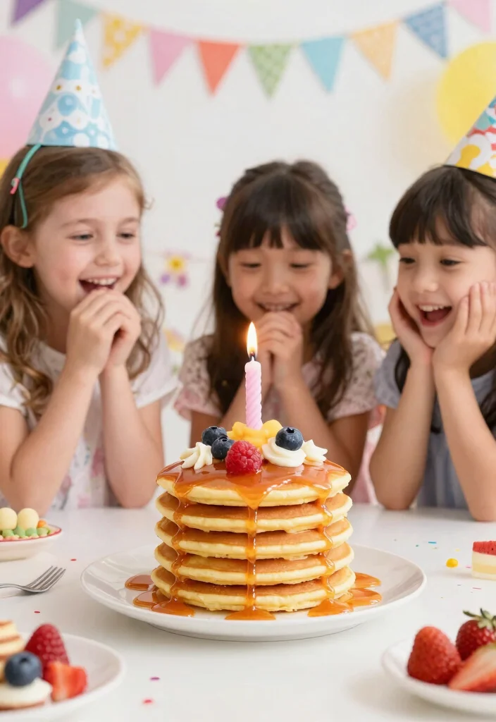 14 Birthday Cake Ideas for Girls Kids That Match Their Theme Without Specialty Equipment - 14. Pancake Birthday Cake 1