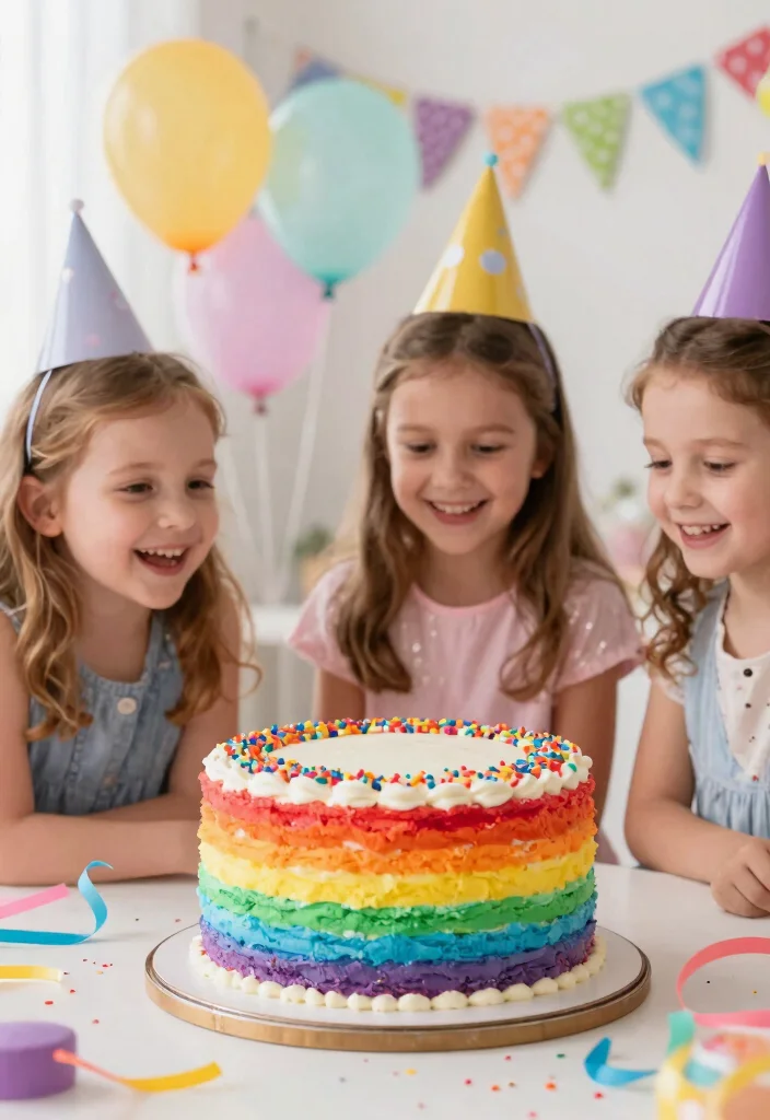 14 Birthday Cake Ideas for Girls Kids That Match Their Theme Without Specialty Equipment - 3. Rainbow Layer Cake 1