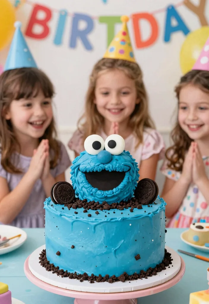 14 Birthday Cake Ideas for Girls Kids That Match Their Theme Without Specialty Equipment - 5. Cookie Monster Cake 1