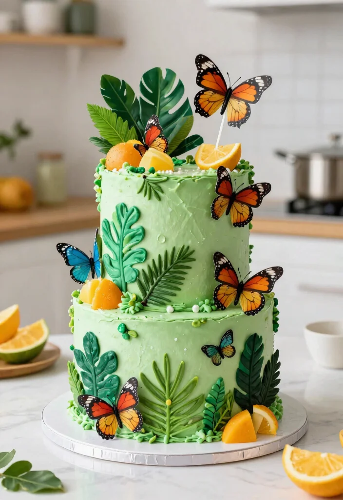 14 Butterfly Birthday Cake Ideas With Wings That Don't Droop - 10. Adventure Jungle Butterfly Cake 1
