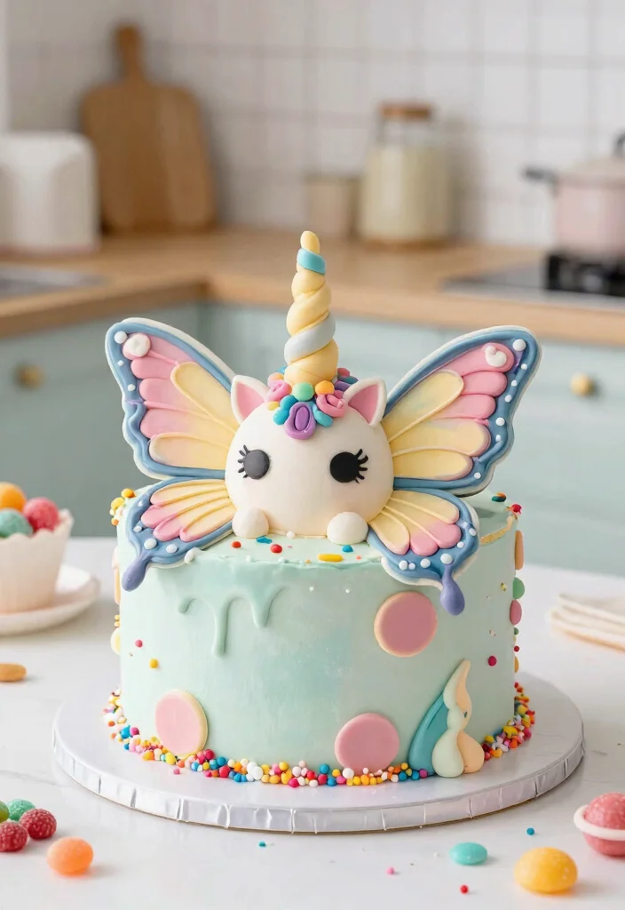 14 Butterfly Birthday Cake Ideas With Wings That Don't Droop - 12. Magical Unicorn Butterfly Cake 1