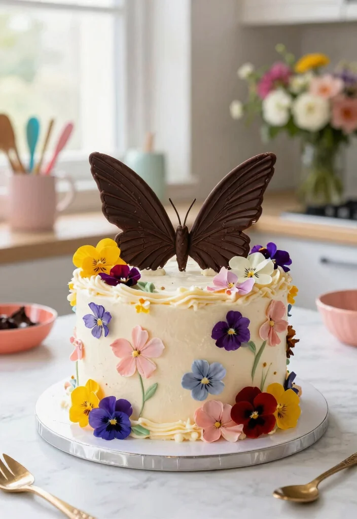 14 Butterfly Birthday Cake Ideas With Wings That Don't Droop - 2. Floral Butterfly Cake 1
