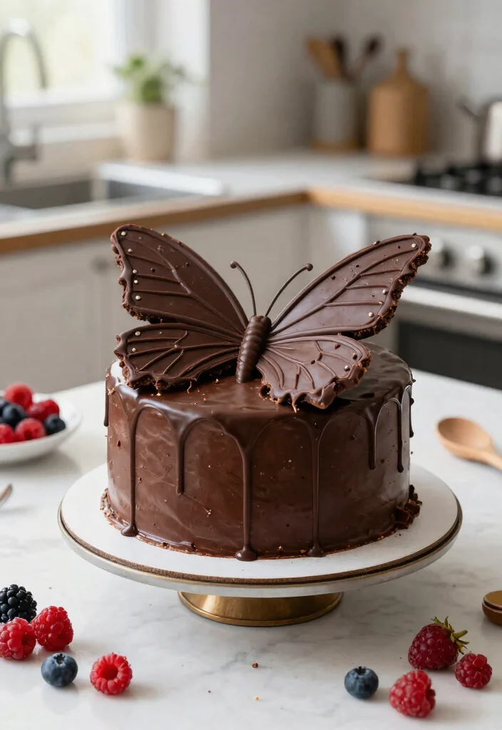 14 Butterfly Birthday Cake Ideas With Wings That Don't Droop - 3. Chocolate Dipped Butterfly Cake 1