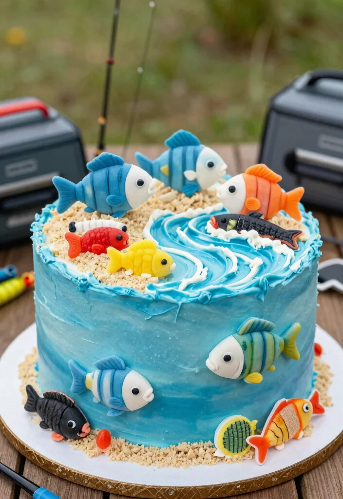 14 Cake Decoration for Men Ideas That Look Sharp Without Fondant Figures - 10. Fishing-Themed Cake 1