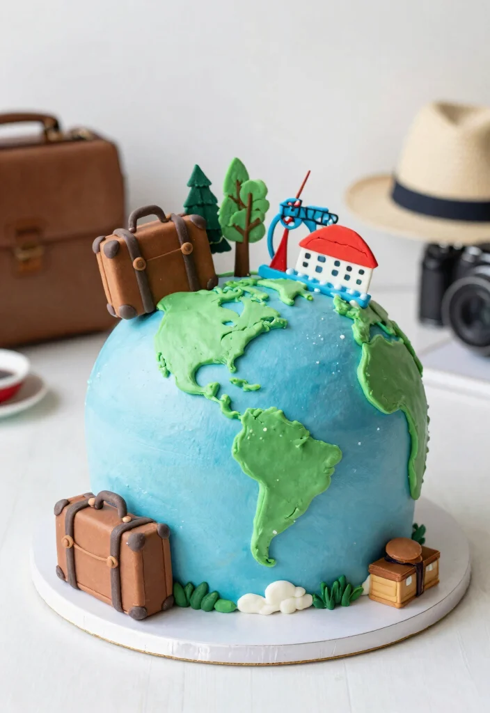 14 Cake Decoration for Men Ideas That Look Sharp Without Fondant Figures - 13. Travel-Themed Cake 1