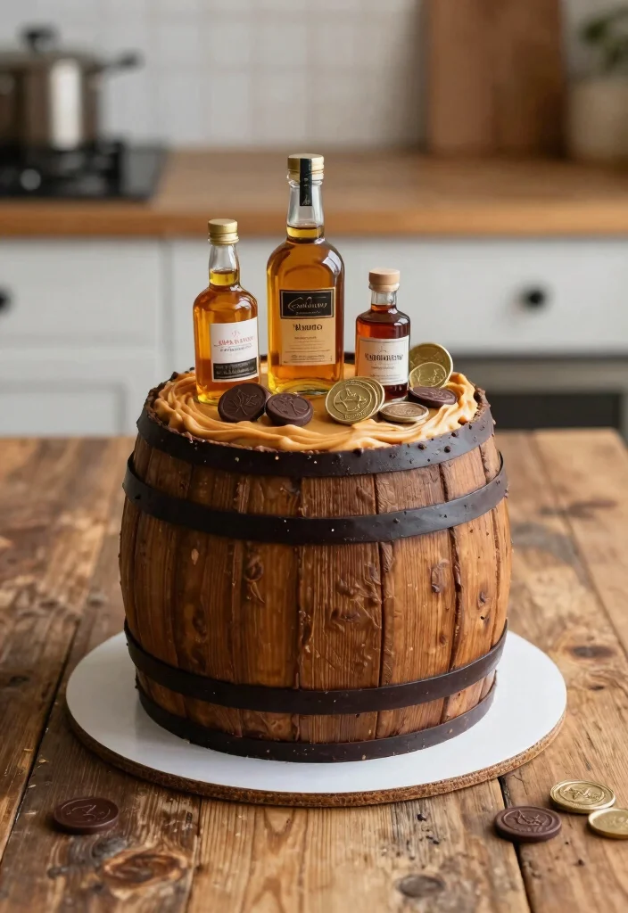 14 Cake Decoration for Men Ideas That Look Sharp Without Fondant Figures - 4. Whiskey Barrel Cake 1