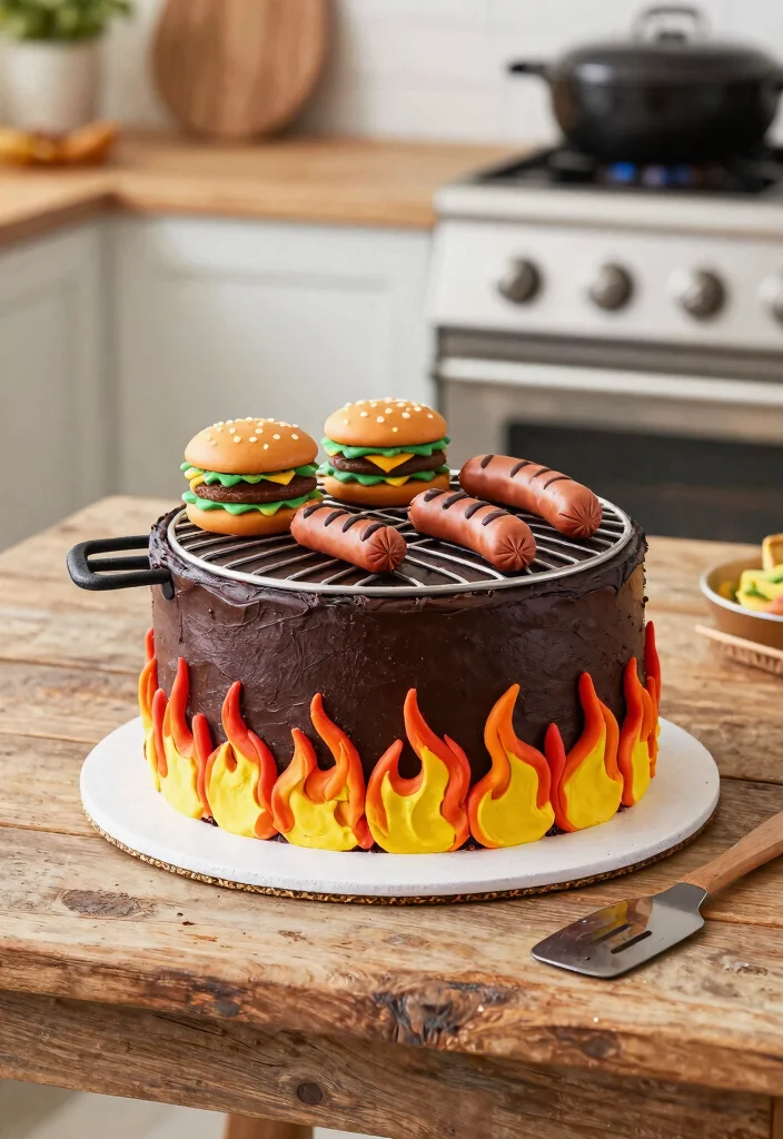 14 Cake Decoration for Men Ideas That Look Sharp Without Fondant Figures - 5. BBQ Grill Cake 1