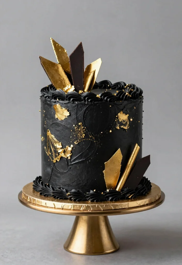 14 Cake Decoration for Men Ideas That Look Sharp Without Fondant Figures - 6. Sleek Black and Gold 1