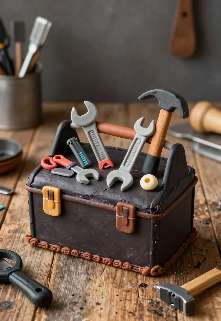 14 Cake Decoration for Men Ideas That Look Sharp Without Fondant Figures - 7. Tool Box Cake 1