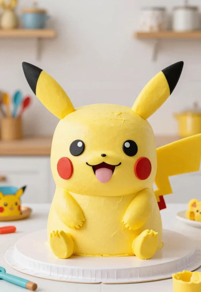 14 Pikachu Cake Ideas That Hold Ears Upright Without Toothpicks - 1. Classic Pikachu Cake with Buttercream Ears 1