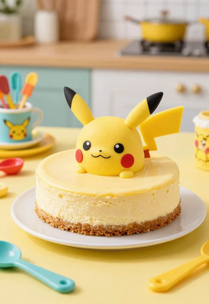 14 Pikachu Cake Ideas That Hold Ears Upright Without Toothpicks - 10. Pikachu Cheesecake 1