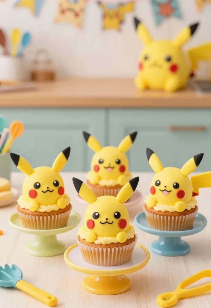 14 Pikachu Cake Ideas That Hold Ears Upright Without Toothpicks - 14. Pikachu Mini Cakes 1