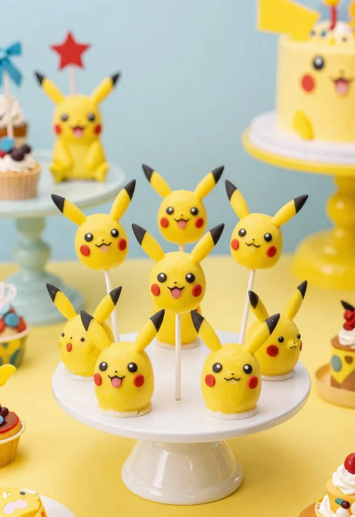 14 Pikachu Cake Ideas That Hold Ears Upright Without Toothpicks - 3. Pikachu Cake Pops 1