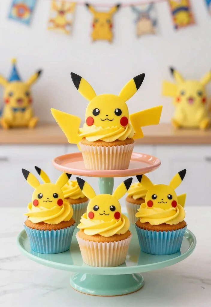 14 Pikachu Cake Ideas That Hold Ears Upright Without Toothpicks - 5. Pikachu Cupcakes 1
