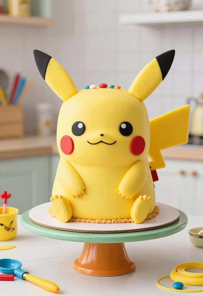 14 Pikachu Cake Ideas That Hold Ears Upright Without Toothpicks - 7. Pikachu Cookie Cake 1
