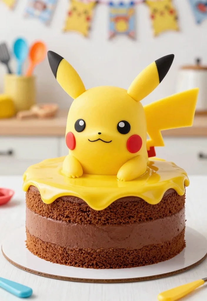 14 Pikachu Cake Ideas That Hold Ears Upright Without Toothpicks - 9. Pikachu Chocolate Mousse Cake 1