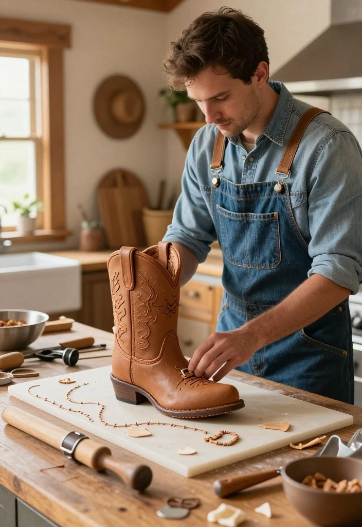14 Rodeo Cake Ideas With Decorations That Stay Upright - 5. Cowboy Boot Cake 1