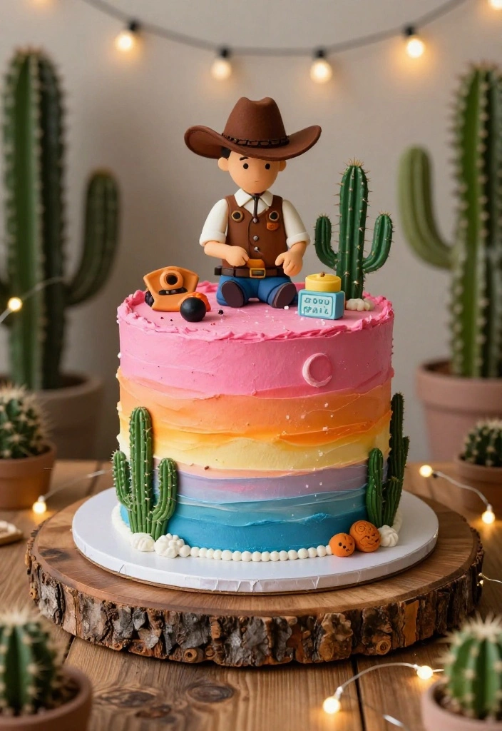 14 Rodeo Cake Ideas With Decorations That Stay Upright - 6. Western Sunset Cake 1