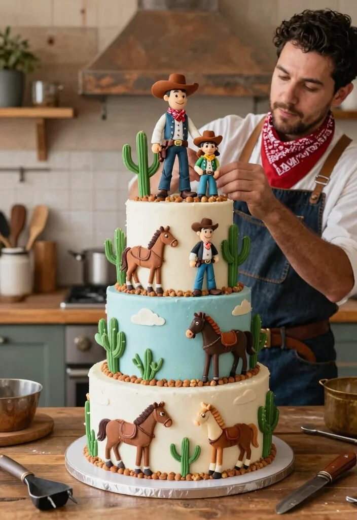 14 Rodeo Cake Ideas With Decorations That Stay Upright - 8. Wild West Scene Cake 1