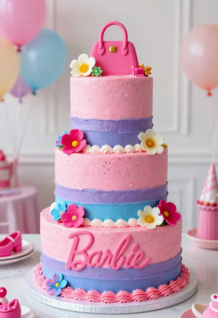 15 Barbie Birthday Party Cake Ideas Without Needing a Doll Pan - 1. Barbie Dreamhouse Layer Cake 1
