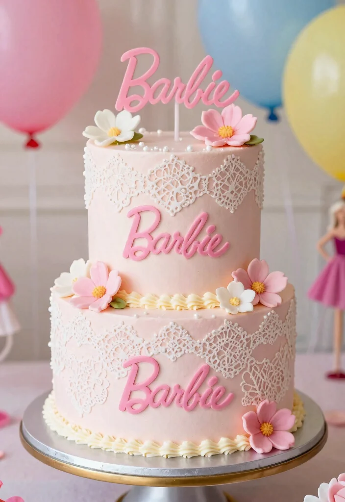 15 Barbie Birthday Party Cake Ideas Without Needing a Doll Pan - 11. Barbie Vintage Cake 1