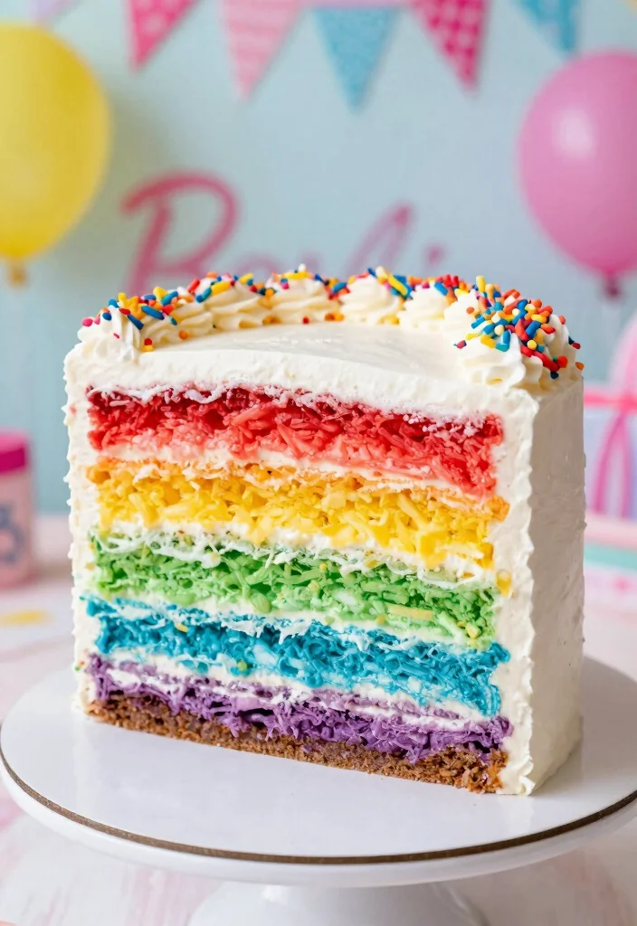 15 Barbie Birthday Party Cake Ideas Without Needing a Doll Pan - 7. Barbie Rainbow Cake 1