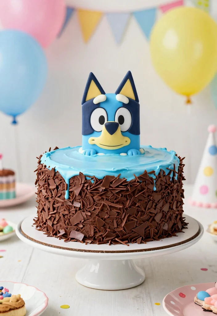 15 Bluey Birthday Cake Ideas for Boys With Character Features Without Piping Skills - 12. Bluey’s Chocolate Mud Cake 1