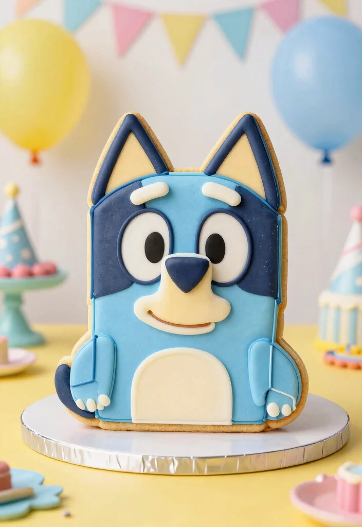15 Bluey Birthday Cake Ideas for Boys With Character Features Without Piping Skills - 13. Bluey Cookie Cake 1