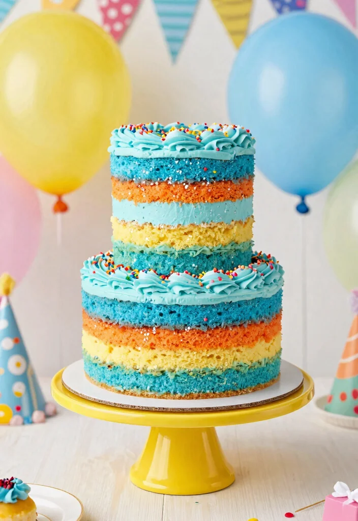 15 Bluey Birthday Cake Ideas for Boys With Character Features Without Piping Skills - 5. Bluey Color Splash Cake 1