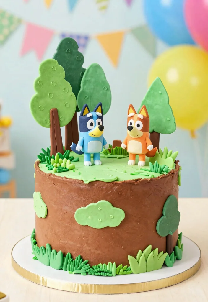 15 Bluey Birthday Cake Ideas for Boys With Character Features Without Piping Skills - 6. Bluey’s Adventure Cake 1