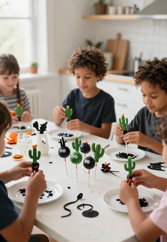 15 Cactus Cake Pops That Hold Shape Without a Mold - 7. Spooky Cactus Cake Pops for Halloween 1