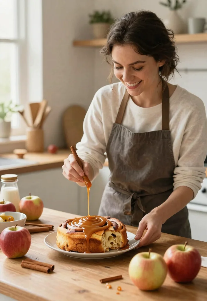 15 Cinnamon Roll Birthday Cake Recipes That Don't Dry Out - 11. Caramel Apple Cinnamon Roll Cake 1