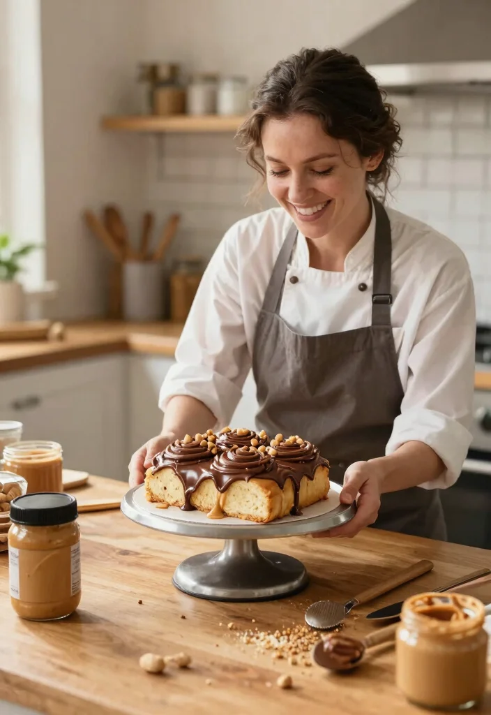 15 Cinnamon Roll Birthday Cake Recipes That Don't Dry Out - 12. Peanut Butter Cinnamon Roll Cake 1