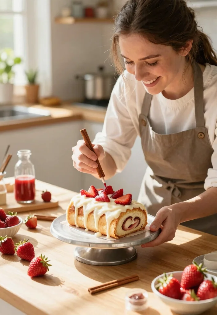 15 Cinnamon Roll Birthday Cake Recipes That Don't Dry Out - 4. Strawberry Cinnamon Roll Cake 1