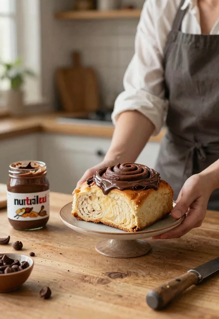 15 Cinnamon Roll Birthday Cake Recipes That Don't Dry Out - 5. Nutella Stuffed Cinnamon Roll Cake 1