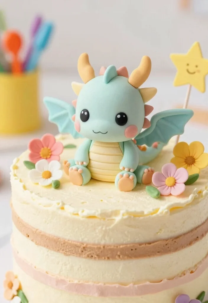 15 Dragon Cake Ideas That Keep Their Structure - 4. Cute Baby Dragon Cake 1