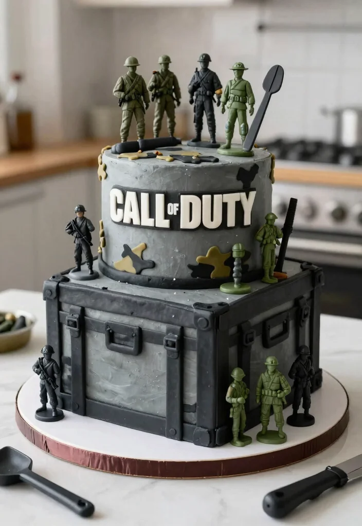 15 Gaming Theme Cake Ideas He'll Recognize Instantly - 10. Call of Duty Cake 1