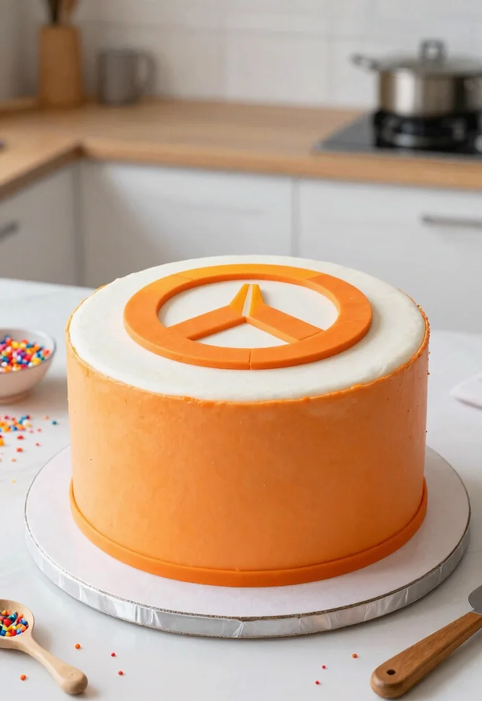 15 Gaming Theme Cake Ideas He'll Recognize Instantly - 5. Overwatch Logo Cake 1