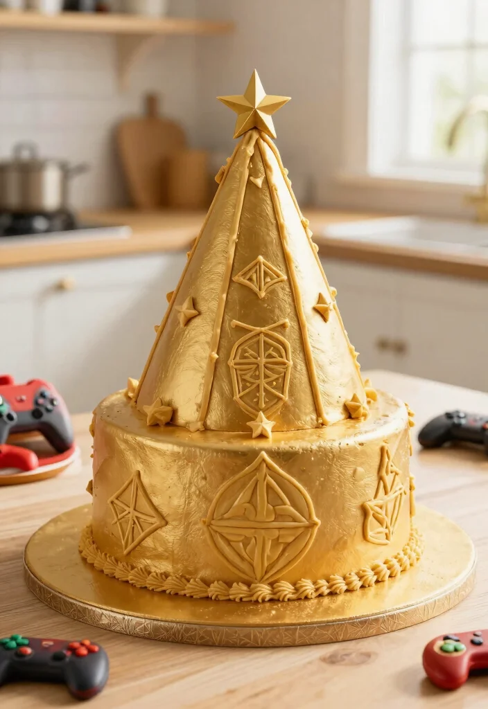 15 Gaming Theme Cake Ideas He'll Recognize Instantly - 7. The Legend of Zelda Triforce Cake 1